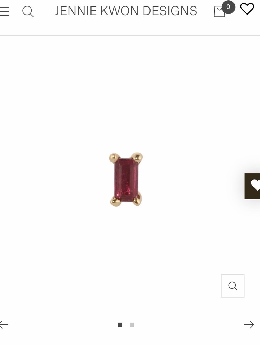 Jennie Kwon Ruby Baguette Stud Earrings (pair)